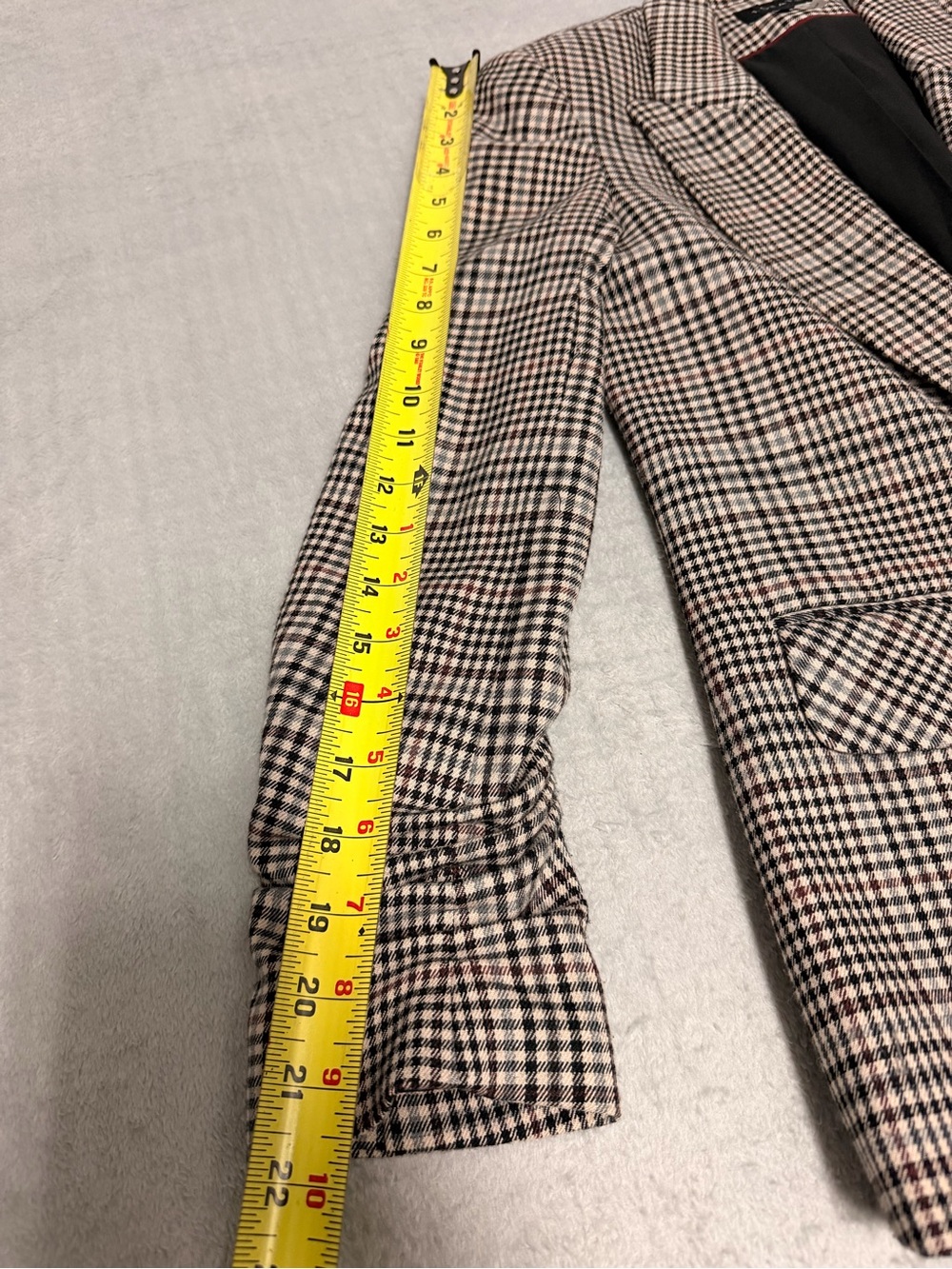 I. State Plaid Double Breasted Blazer XS Ruched Sleeve Career Chic - Picture 9 of 10